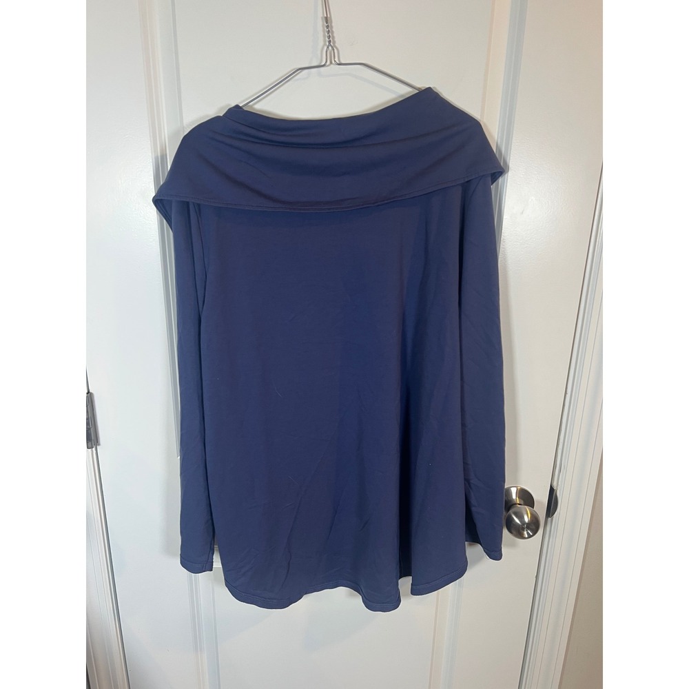 Soft Surroundings Womens Pullover Asymmetrical Button Collar Blue 1X - Picture 5 of 7